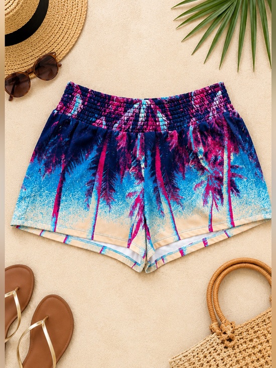 torrid Pants - Torrid Tropical Palm Print Shorts Blue Pink | Size 3X | Plus Size